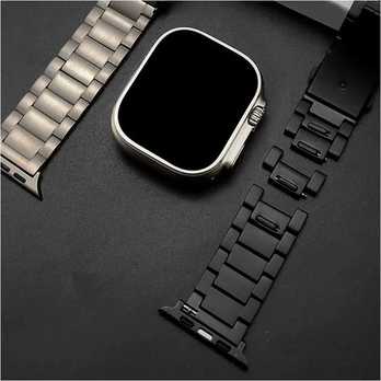 bracelet bandkult® Sydney – Bracelet en titane pour Apple Watch avec fermoir pliable (44–49 mm), noir – Compatible avec Ultra, Ultra 2, Ultra 3, séries 1 à 11 et SE (1re à 3e génération) – zweite Ansicht