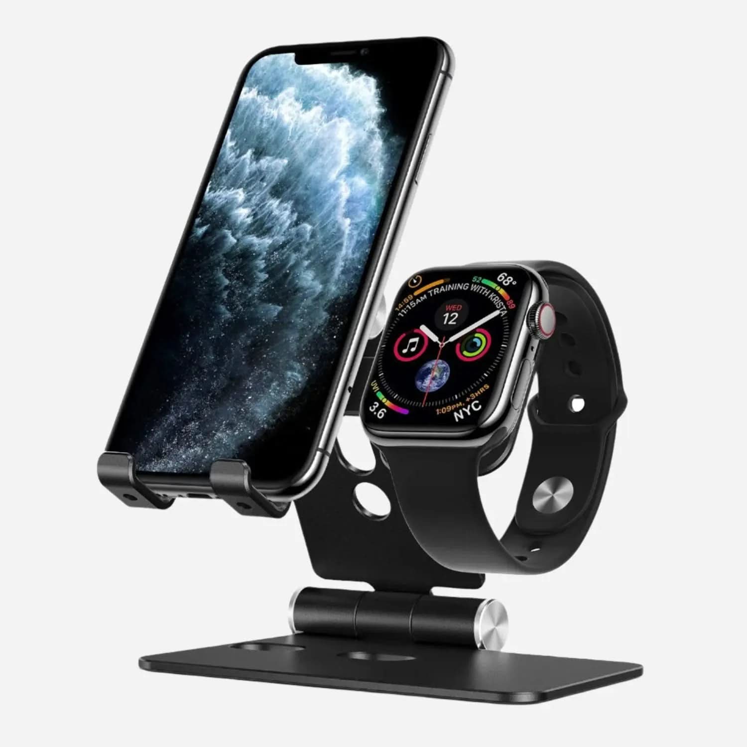 Support en aluminium Bandkult pour iPhone et Apple Watch - Noir
