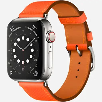 Bracelet en cuir pour Apple Watch 38–49 mm – Torino en cuir véritable orange | bandkult® – Compatible avec les séries 1 à 11, SE (1re à 3e génération), Ultra, Ultra 2 et Ultra 3