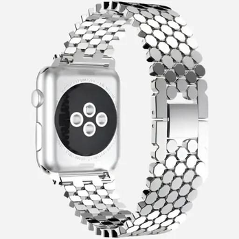 Bracelet en acier inoxydable pour Apple Watch – Motif nid d'abeille avec boucle – 38–49 mm | bandkult® – Compatible avec les séries 1 à 11, SE (1re à 3e génération), Ultra, Ultra 2 et Ultra 3