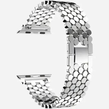 Bracelet en acier inoxydable pour Apple Watch – Motif nid d'abeille avec boucle – 38–49 mm | bandkult® – Compatible avec les séries 1 à 11, SE (1re à 3e génération), Ultra, Ultra 2 et Ultra 3 – zweite Ansicht