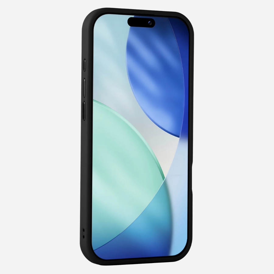 Coque iPhone Air Bandkult – coque solide mate en noir, vue de face avec un cadre TPU mince et protection d'écran surélevée.